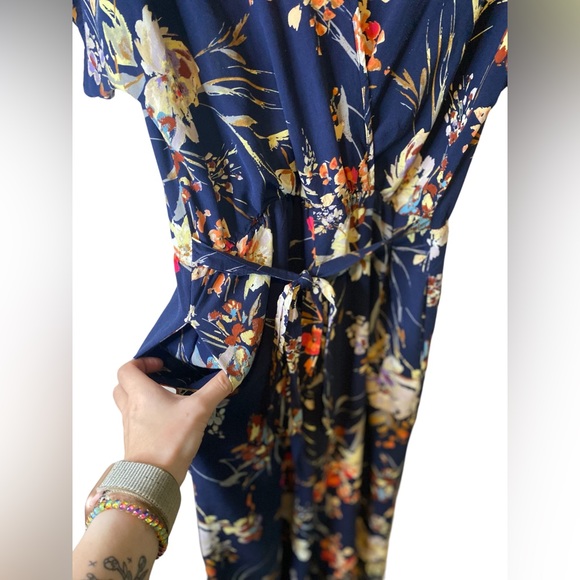 Allison Joy | Small Navy Floral Jumpsuit with Pockets - Picture 5 of 8